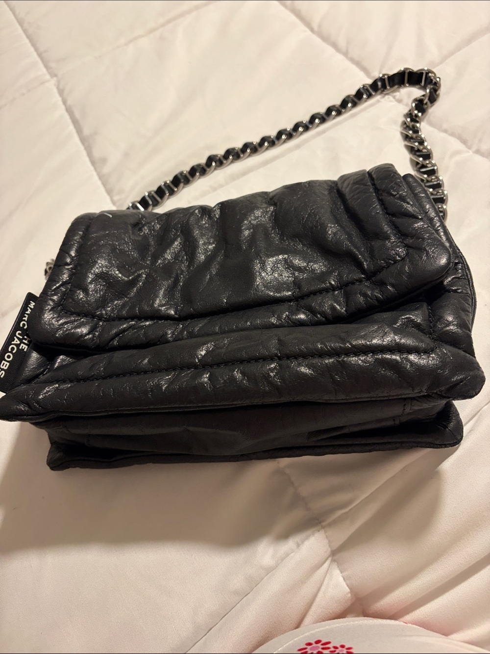 Marc Jacobs Black Quilted shoulder bag with Chain Strap